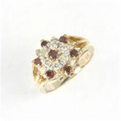 1.25 ctw Red & White Diamond Ring in