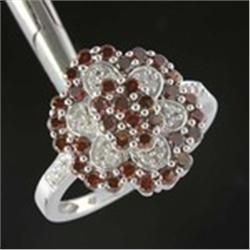 1 ctw Red & White Diamond Ring White Gold