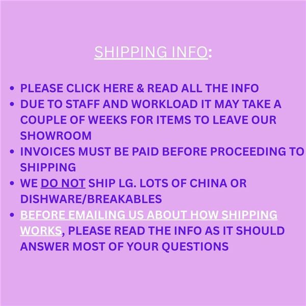 SHIPPING POLICY - CLICK ON "DETAILS" FOR INFO