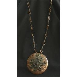 Pericles Haiti - Modernist Bronze and Copper Pendant and Chain- Handmade- Designer