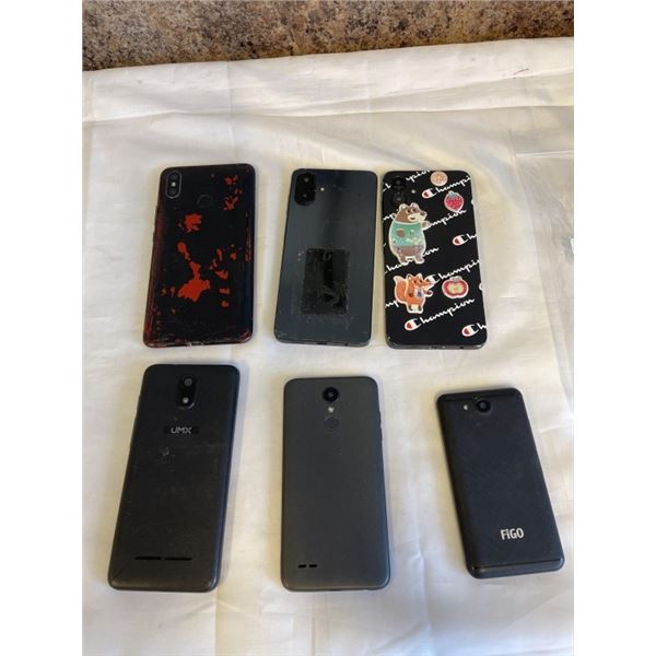 7 CELLPHONES. INCLUDES 1 FROM FIGO, 1 FROM UMX, 1 FLIP PHONE FROM ARTFONE
