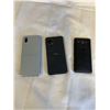Image 1 : 3 CELLPHONES INCLUDING AN XPERIA AND 2 AQUOS. ONE IS A SILVERSHARP AQUOS SENSE3 BASIC SHV48