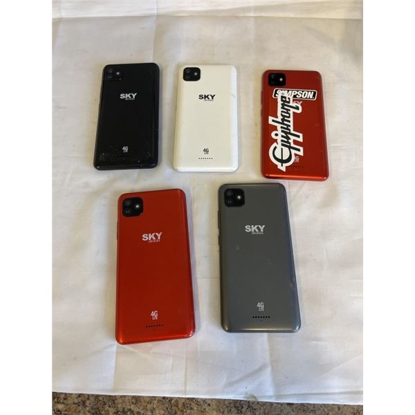 5 SKY ELITE C55 CELL PHONES. ASSORTED COLORS