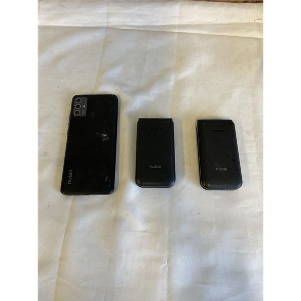 3 NUBIA PHONES INCLUDING 2 FLIP PHONES