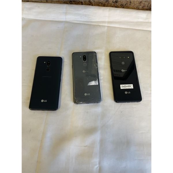 3 LG CELLPHONES INCLUDING  2 G7 THINQ AND 1 G8 THINQ