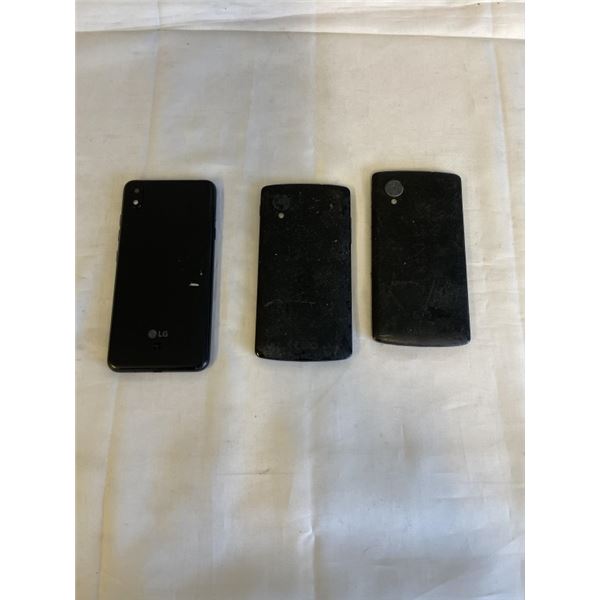 3 LG PHONES INCLUDING A K-20 AND 2 NEXUS 5'S