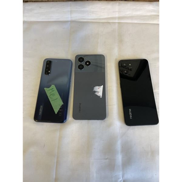3 REALME CELLPHONES INCLUDING NOTE50, C33, AND 7