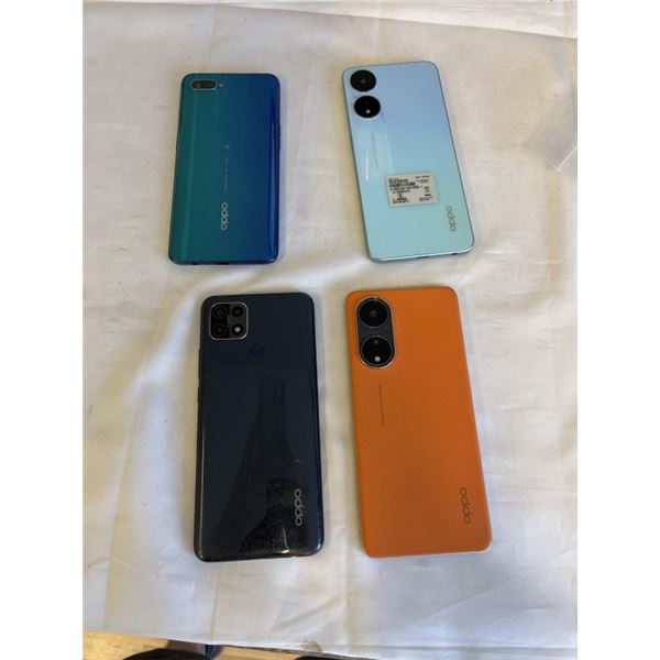 4 OPPO CELLPHONES INCLUDING RENO8T AND A78