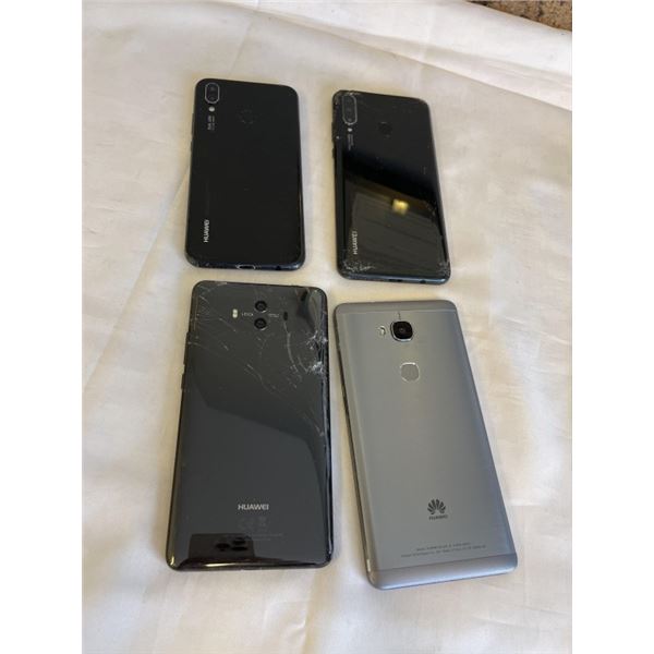 4 HUAWEI CELLPHONES INCLUDING MATE 10, GR5, P30LITE