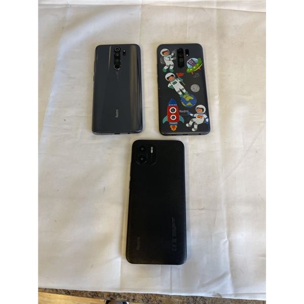 3 REDMI CELLPHONES INCLUDING A2, NOTE  PRO AND NOTE9