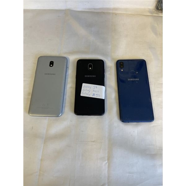 3 SAMSUNG GALAXY SMART PHONES - J7, J3 AND A10S