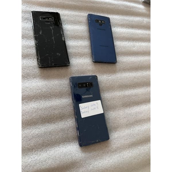3 SAMSUNG GALAXY SMARTPHONES - 2 NOTE 9 AND NOTE 8