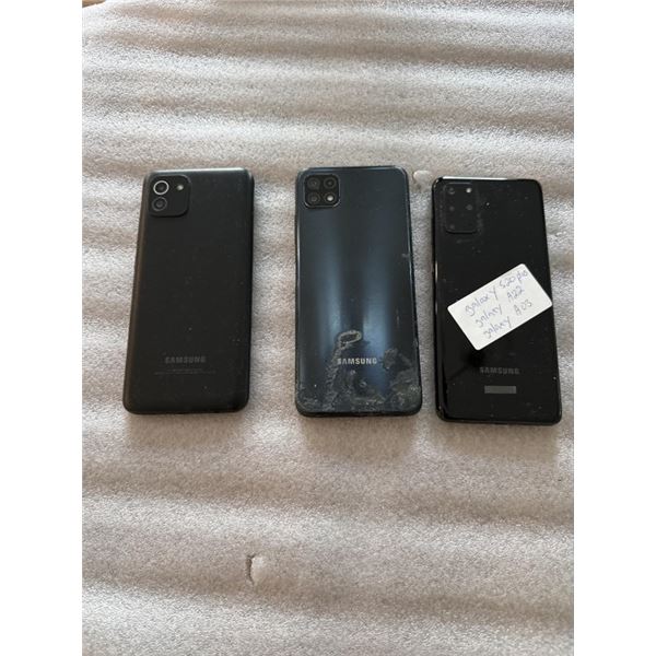 3 SAMSUNG GALAXY SMARTPHONES - S20 PLUS, A22 AND A03