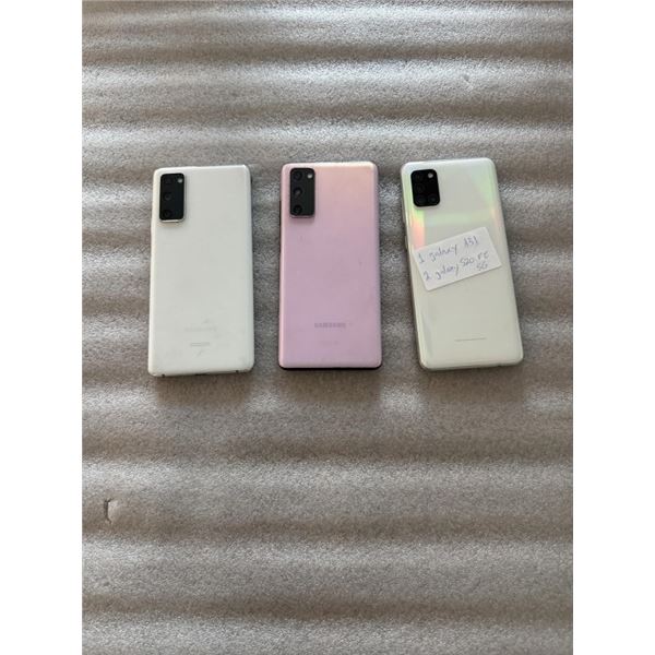 3 SAMSUNG GALAXY SMARTPHONES - A31 AND 2  S20 FE 5G