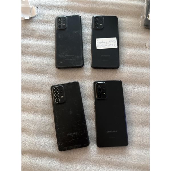 4 SAMSUNG GALAXY SMARTPHONES - 2  A23 5G AND 2  A53 5G