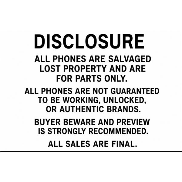 ALL CELL PHONES ARE FOR PARTS ONLY