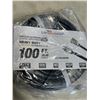 Image 1 : AS NEW BLACK 100FT LIFE SUPPLY HEAVY DUTY INDOOR OUTDOOR 3 WIRE GROUNDED LIGHTED EXTENSION, 10AWG
