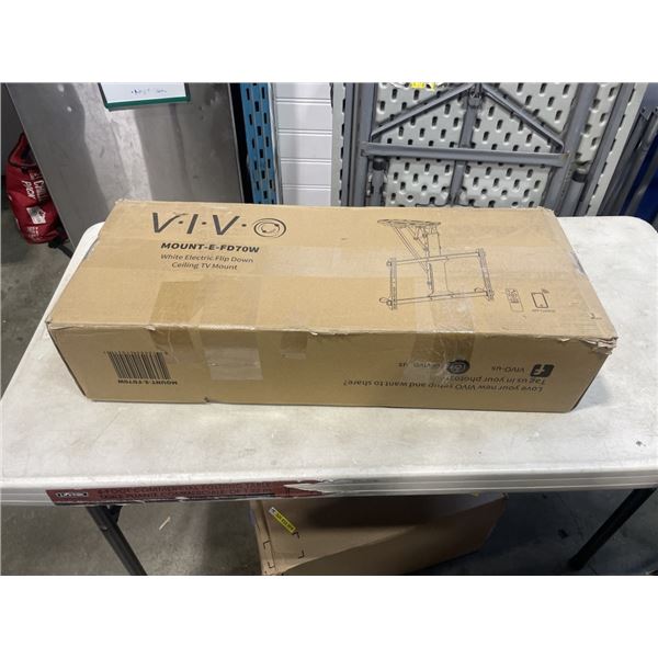 VIVO WHITE ELECTRIC FLIP DOWN CEILING TV MOUNT