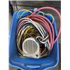 Image 1 : TOTE FULL OF HEAVY DUTY EXTENSION CORDS AND ELECTRIC HEATER