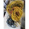 Image 3 : TOTE FULL OF HEAVY DUTY EXTENSION CORDS AND ELECTRIC HEATER
