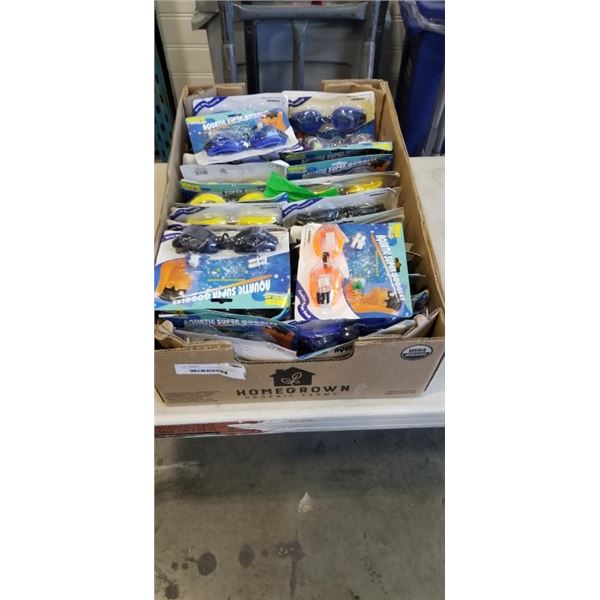 TRAY OF AQUATIC SUPER SWIM GOGGLES
