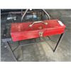 Image 1 : RED METAL TOOL BOX W/ CONTENTS