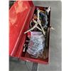 Image 3 : RED METAL TOOL BOX W/ CONTENTS