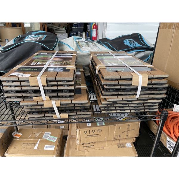 4 NEW PACKS OF ELEGANCE TEAK DECK TILES, 5 PER PACK, EACH TILE IS 12 X 24 INCH