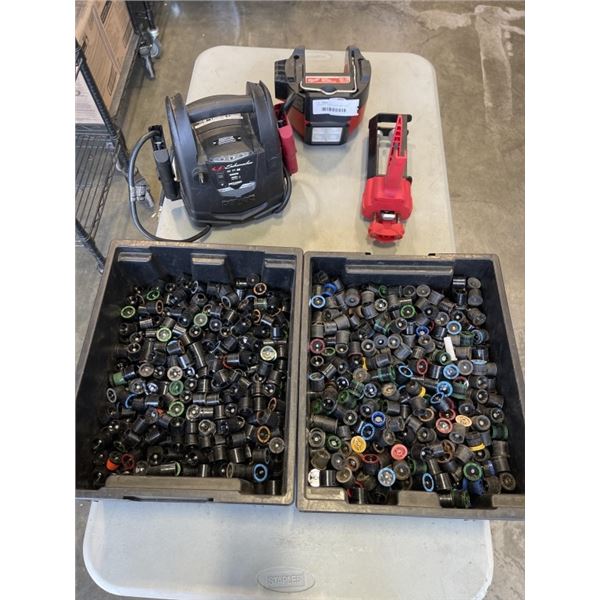 SPRINKER FITTINGS, WORK LIGHT - ONLY POWER CORD OPTIONS WORKS, NOT BATTERY, BATTERY JUMPER BOX AND I