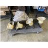 Image 1 : CHANDELIER AND 4 BULB VINTAGE VANITY LIGHT