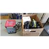 Image 1 : BOX OF ASSORTED BATTERY CHARGERS AND MOTOMASTER INFLATOR