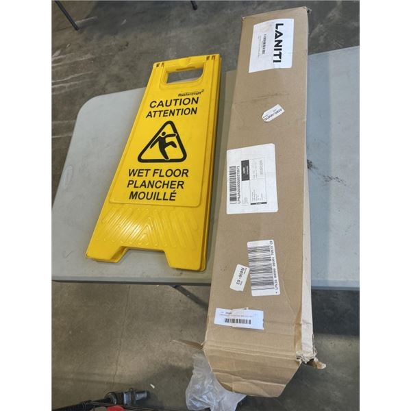 EMERGENCY DOOR PUSH BAR AND WET FLOOR SIGN