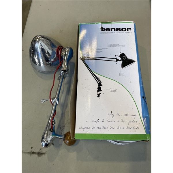 VINTAGE CAR SPOTLIGHT AND TENSOR SWING ARM DESK LAMP