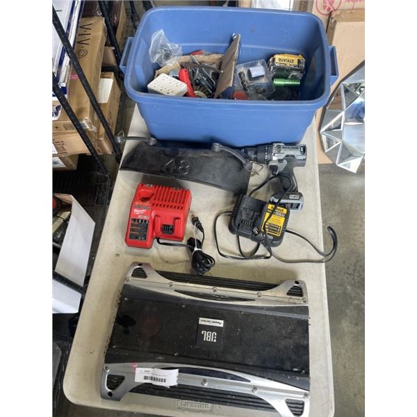 TOTE OF MISC TOOLS AND JBL POWER SERIES