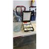Image 1 : ANTIQUE FIRST AID KIT AND GLASS CARBOY