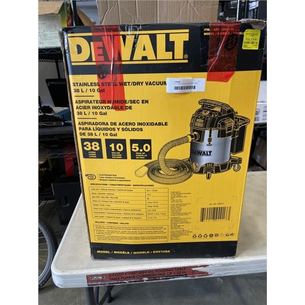 AS NEW DEWALT STAINLESS STEEL WET DRY VACUUM