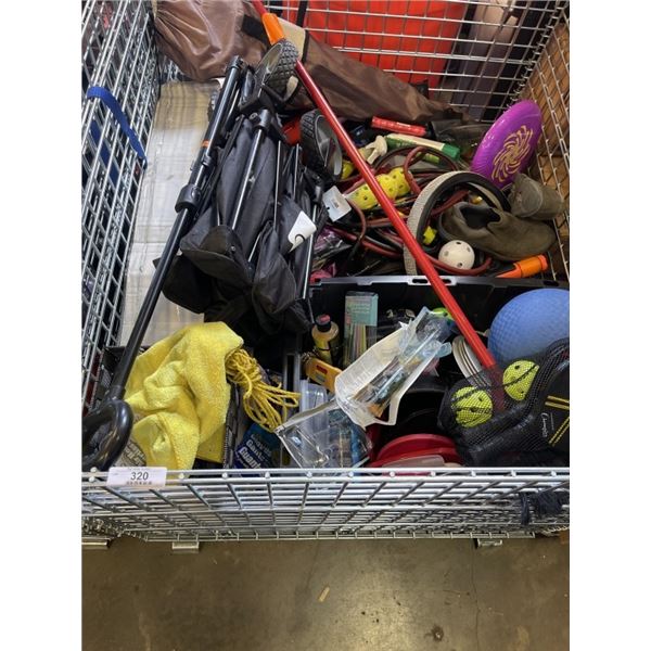 PALLET OF ASSORTED GOODS, CONTENTS OF REPOSESSSED VEHICLES, BIN NOT INCLUDED