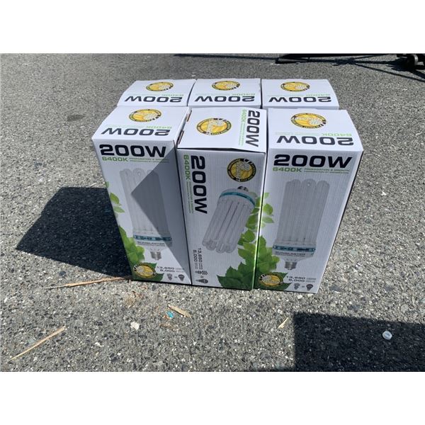6 NEW SUNBLASTER HORTICULTURAL 200 W CFL 6400K GROW BULBS RETAIL $400