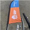 Image 4 : 2 WALMART SKIP THE DISH SWOOPER FLAGS WITH 2 GROUND HOLDER SPIKES AND STAND WITH TABLE COVER