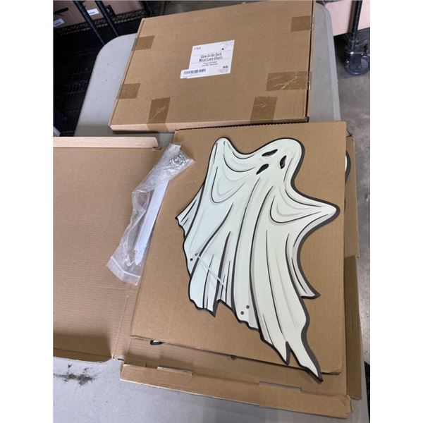 2 NEW 3PACK GLOW IN THE DARK METAL LAWN GHOSTS, WITH 6 INCH SPIKES