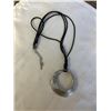 Image 1 : LARGE SILVER PENDANT W/ BLACK CORD NECKLACE