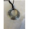 Image 2 : LARGE SILVER PENDANT W/ BLACK CORD NECKLACE