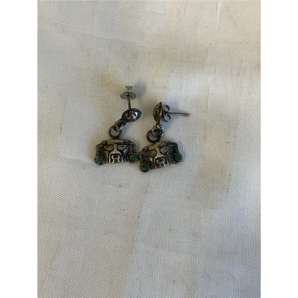VINTAGE STERLING SILVER AZTEC EARRINGS