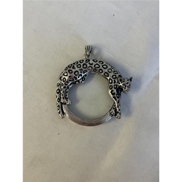 SILVER PLATED COUGAR MAGNIFIER PENDANT