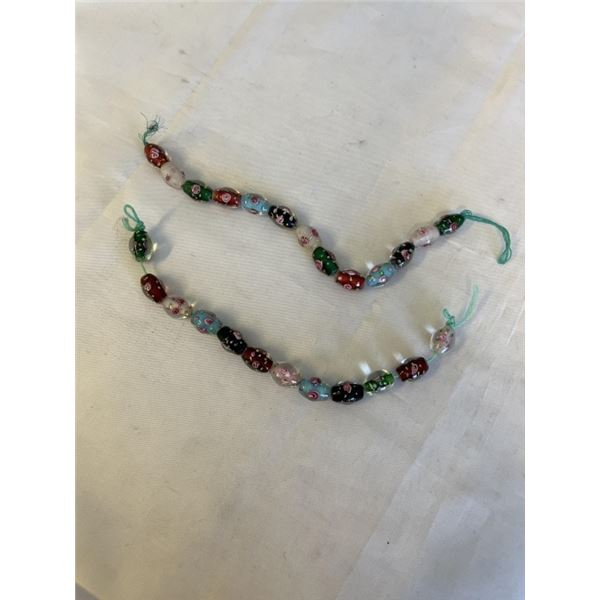 2 VINTAGE ITALIAN BLASS BEADS HANGERS VINTAGE  SILVER BEADS W/ STONES NECKLACE