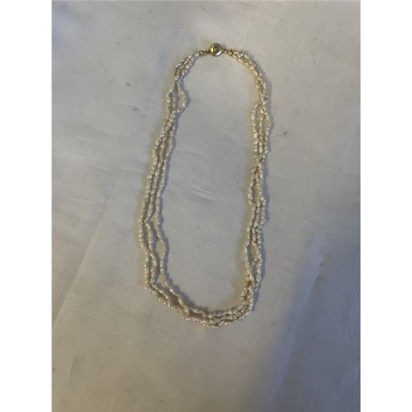 TRIPLE STRAND GENUINE SEED PEARLS NECKLACE