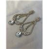 Image 2 : PAIR OF SPARKLING STONES GOLD PLATED HUGE DANGLE EARRINGS