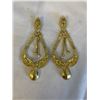 Image 3 : PAIR OF SPARKLING STONES GOLD PLATED HUGE DANGLE EARRINGS