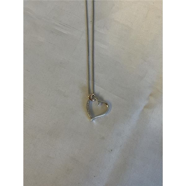 STERLING SILVER AND GOLD HEART PENDANT W/ CHAIN NECKLACE MARKED 925 ITALY