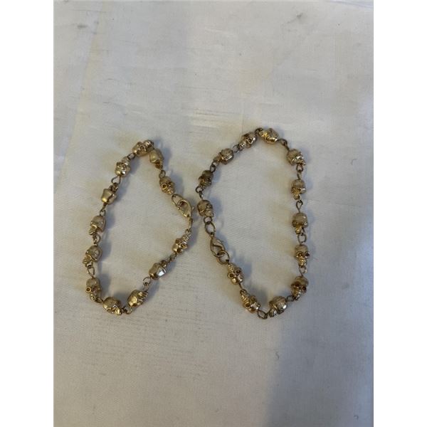 2 HEAVY SKULL BEADS BRACELETS